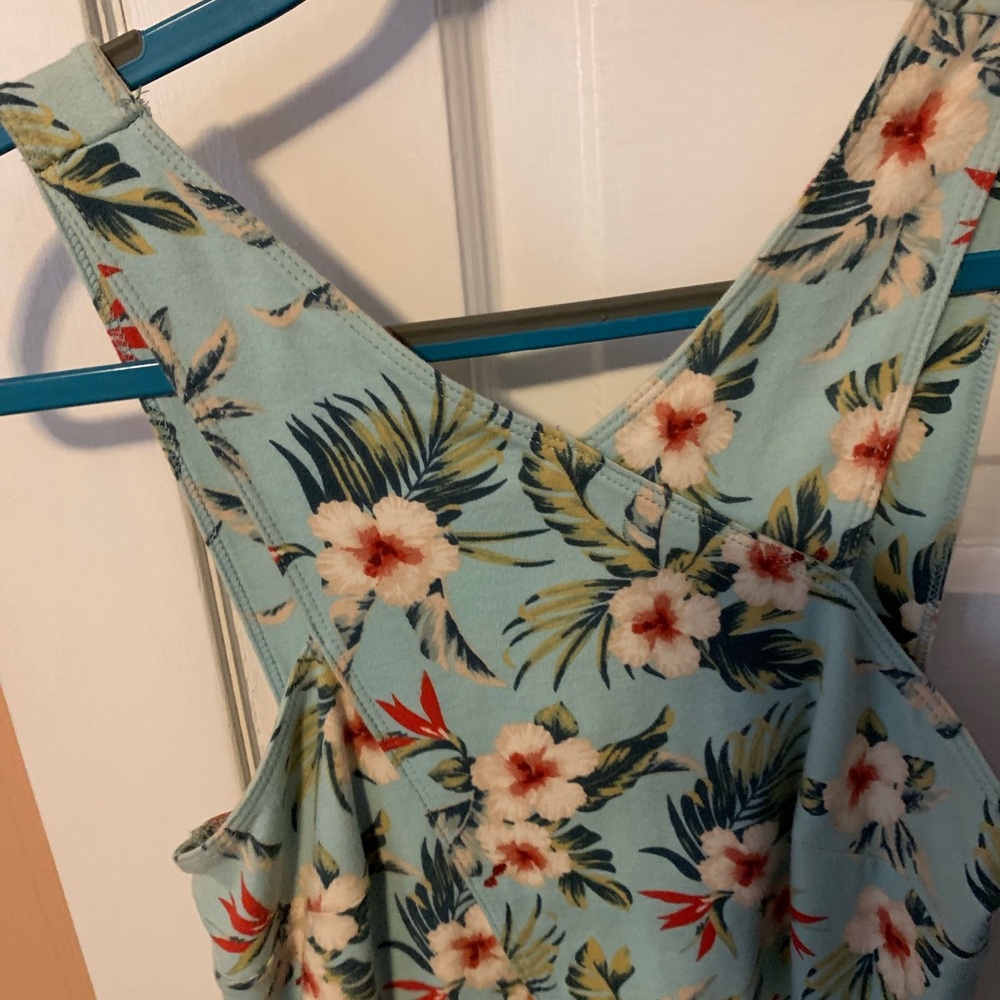 Light blue tropical print Hollister skater dress